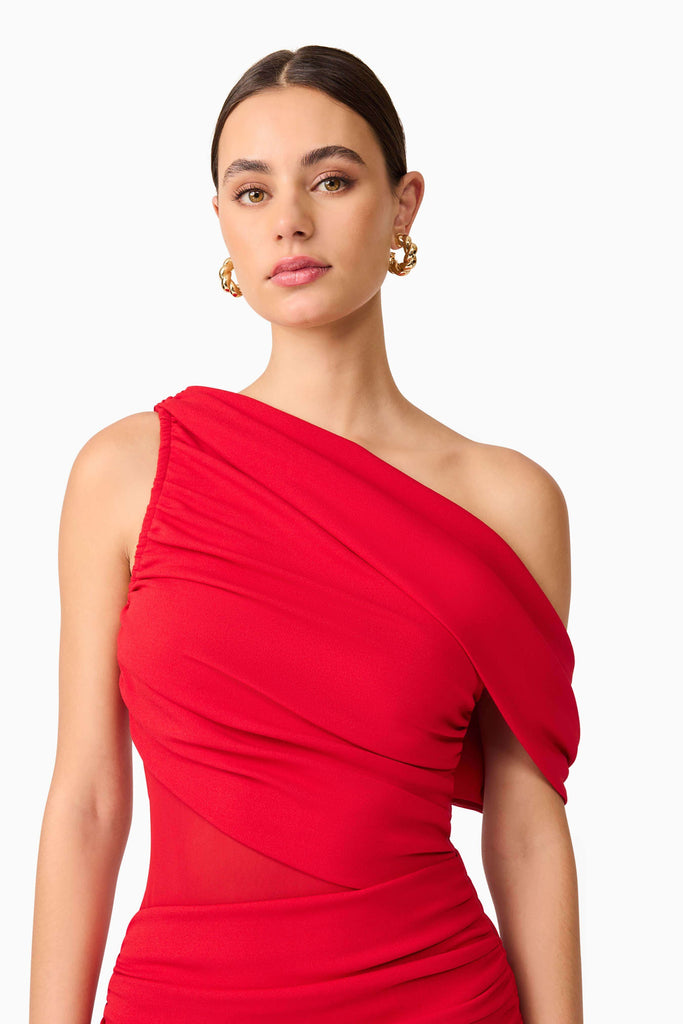 Darya Asymmetrical Gown in Red