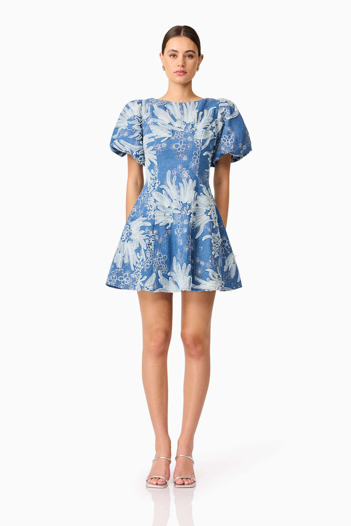 Anneliese A-Line Mini Dress in Blue