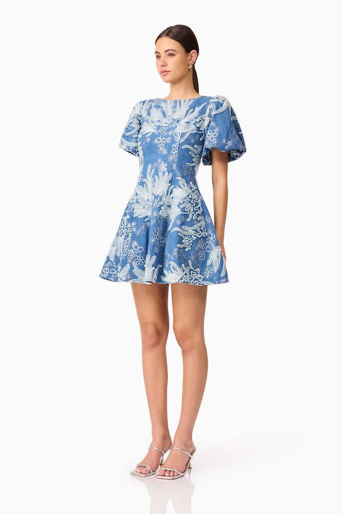 Anneliese A-Line Mini Dress in Blue