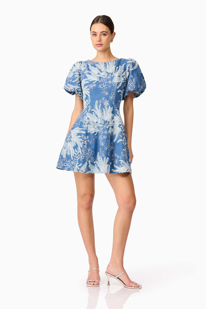 Anneliese A-Line Mini Dress in Blue