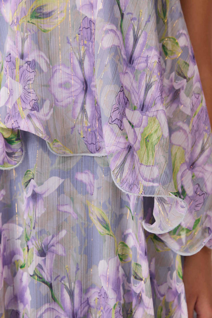 Milena Strapless Maxi Dress in Purple Floral