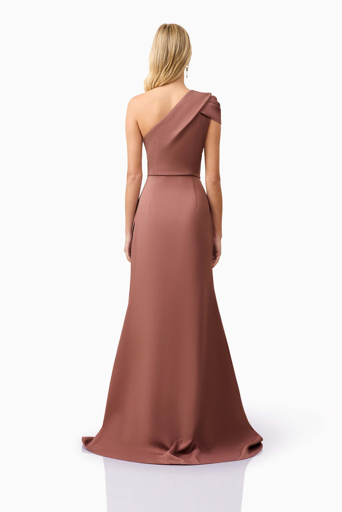 Klara One Shoulder Gown in Brown