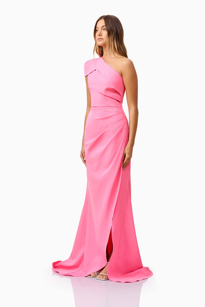 Klara One Shoulder Gown in Pink