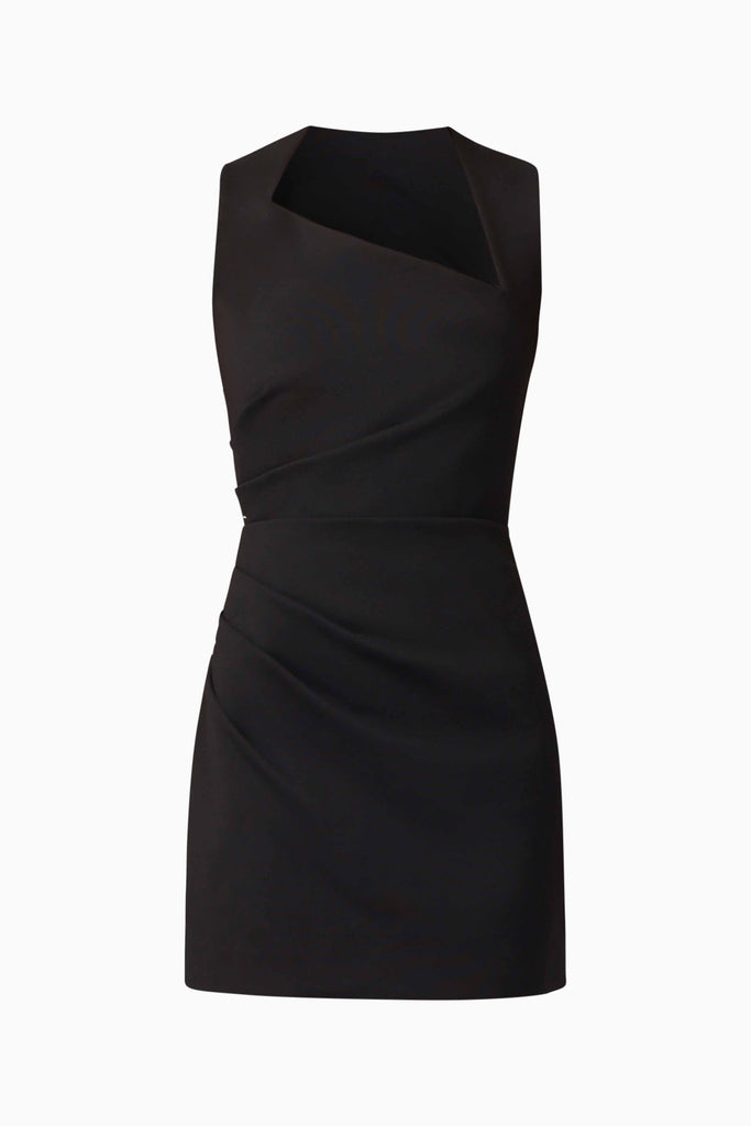 Alina Asymmetrical Mini Dress in Black