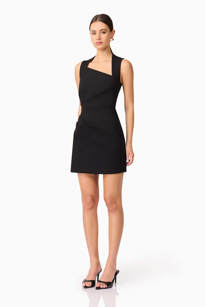 Alina Asymmetrical Mini Dress in Black