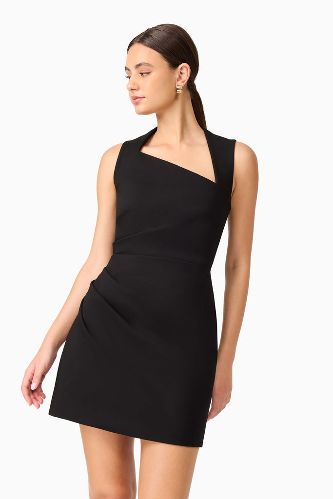 Alina Asymmetrical Mini Dress in Black