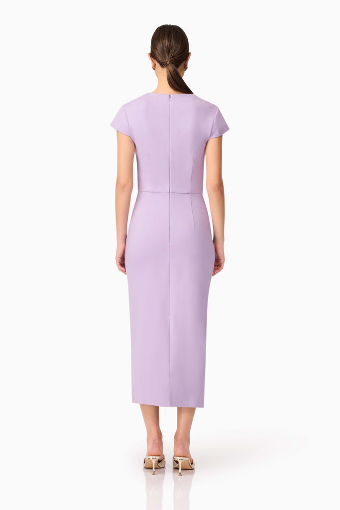 Alina Fitted Midi Dress in Purple