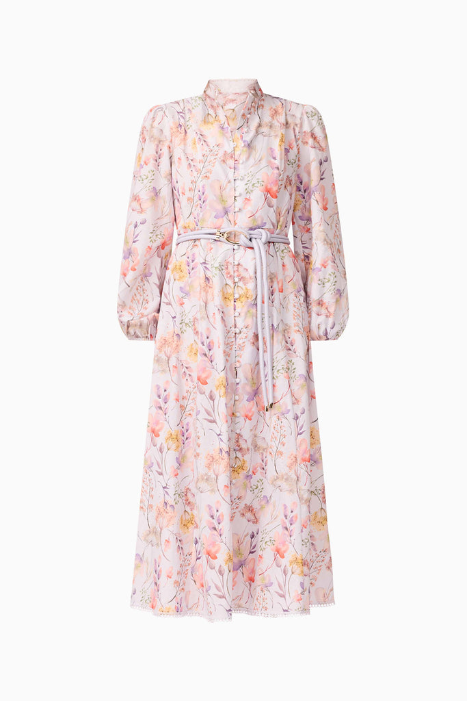 Ines Midi Shirt Dress in Purple Floral