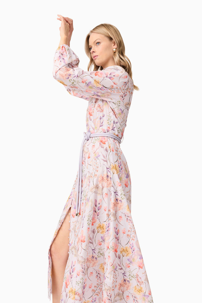 Ines Midi Shirt Dress in Purple Floral