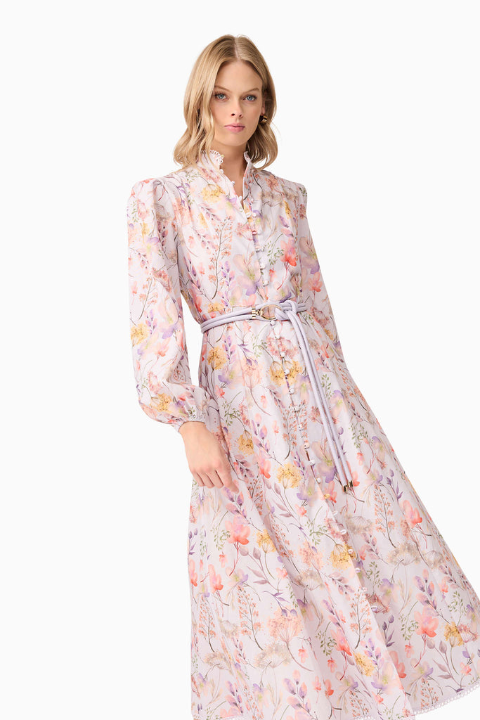 Ines Midi Shirt Dress in Purple Floral