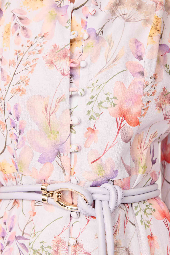 Ines Midi Shirt Dress in Purple Floral