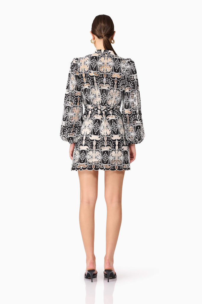 Jolie Long Sleeve Mini Dress in Black