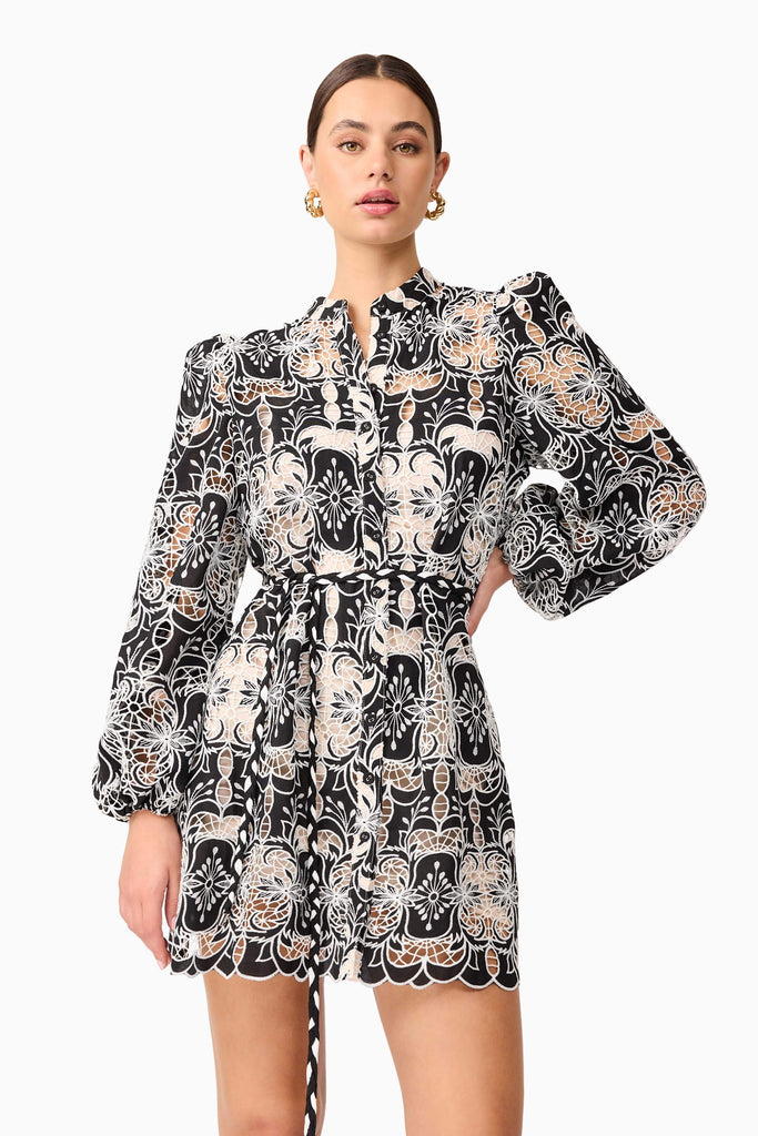 Jolie Long Sleeve Mini Dress in Black