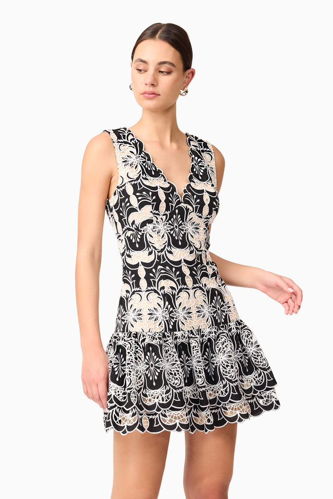 Jolie Floral Mini Dress in Black