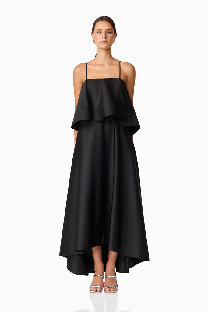 Reyna Tiered Maxi Dress in Black