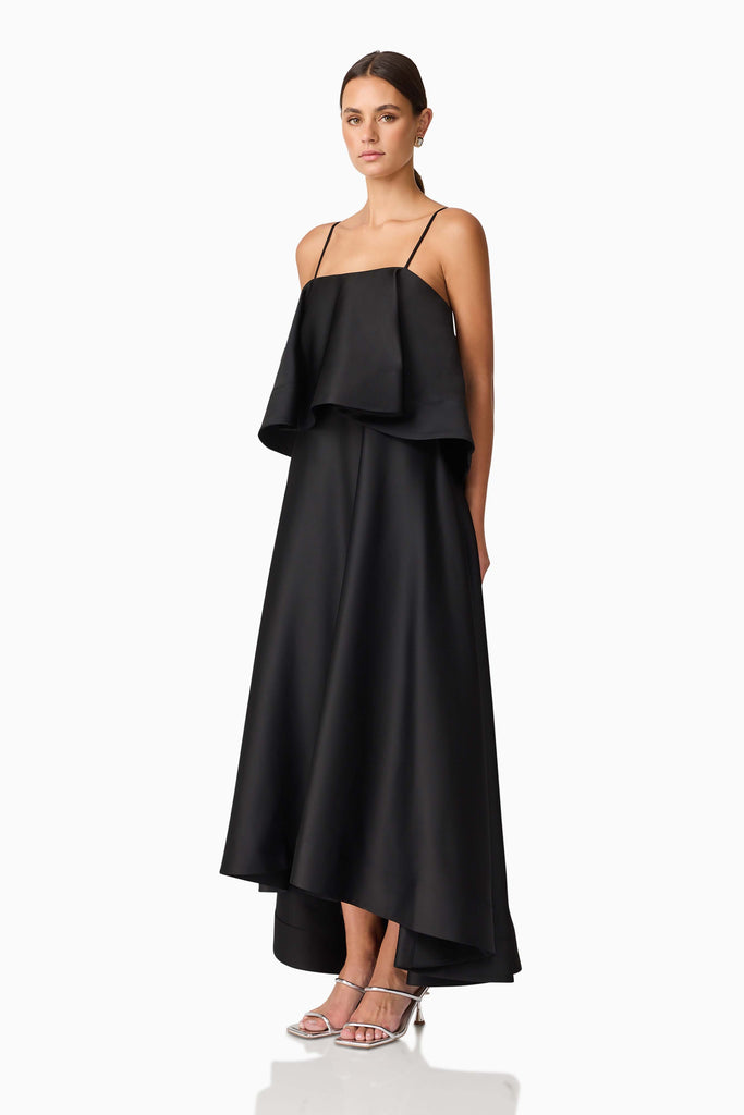 Reyna Tiered Maxi Dress in Black
