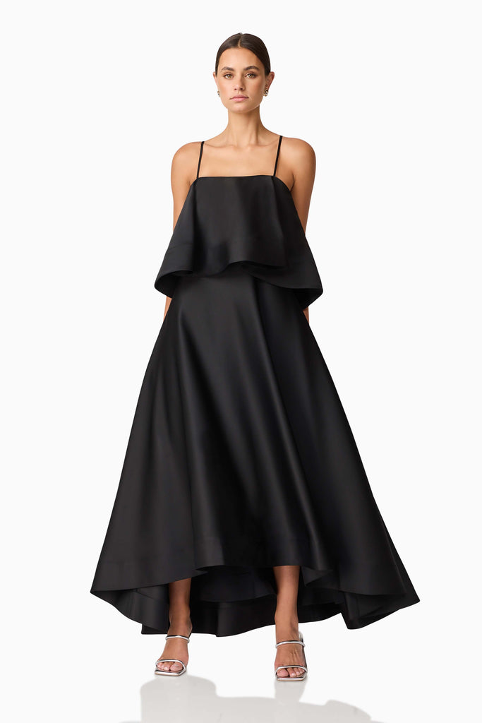 Reyna Tiered Maxi Dress in Black