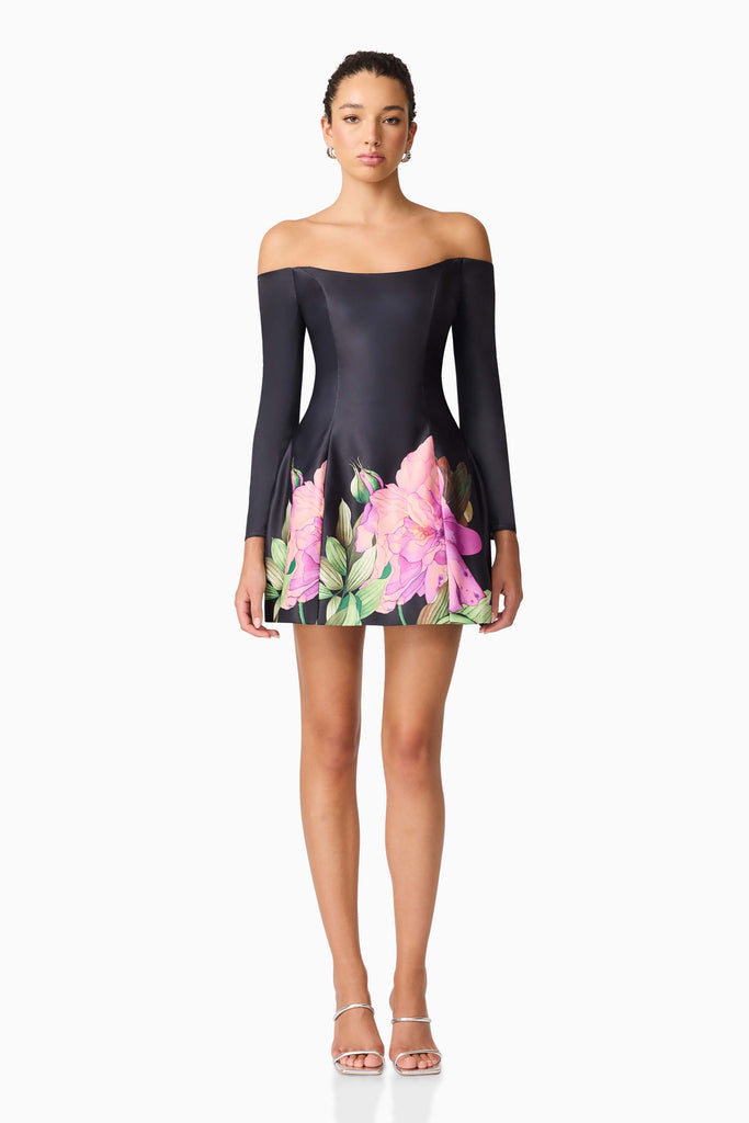 Azelie Off The Shoulder Mini Dress in Black