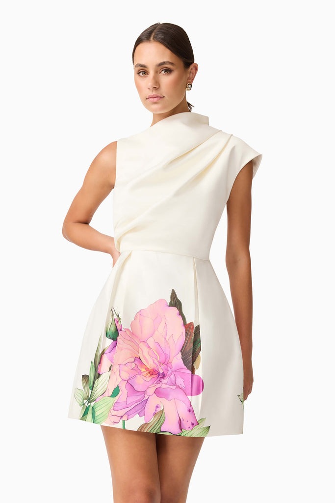 Azelie Asymmetrical Mini Dress in White