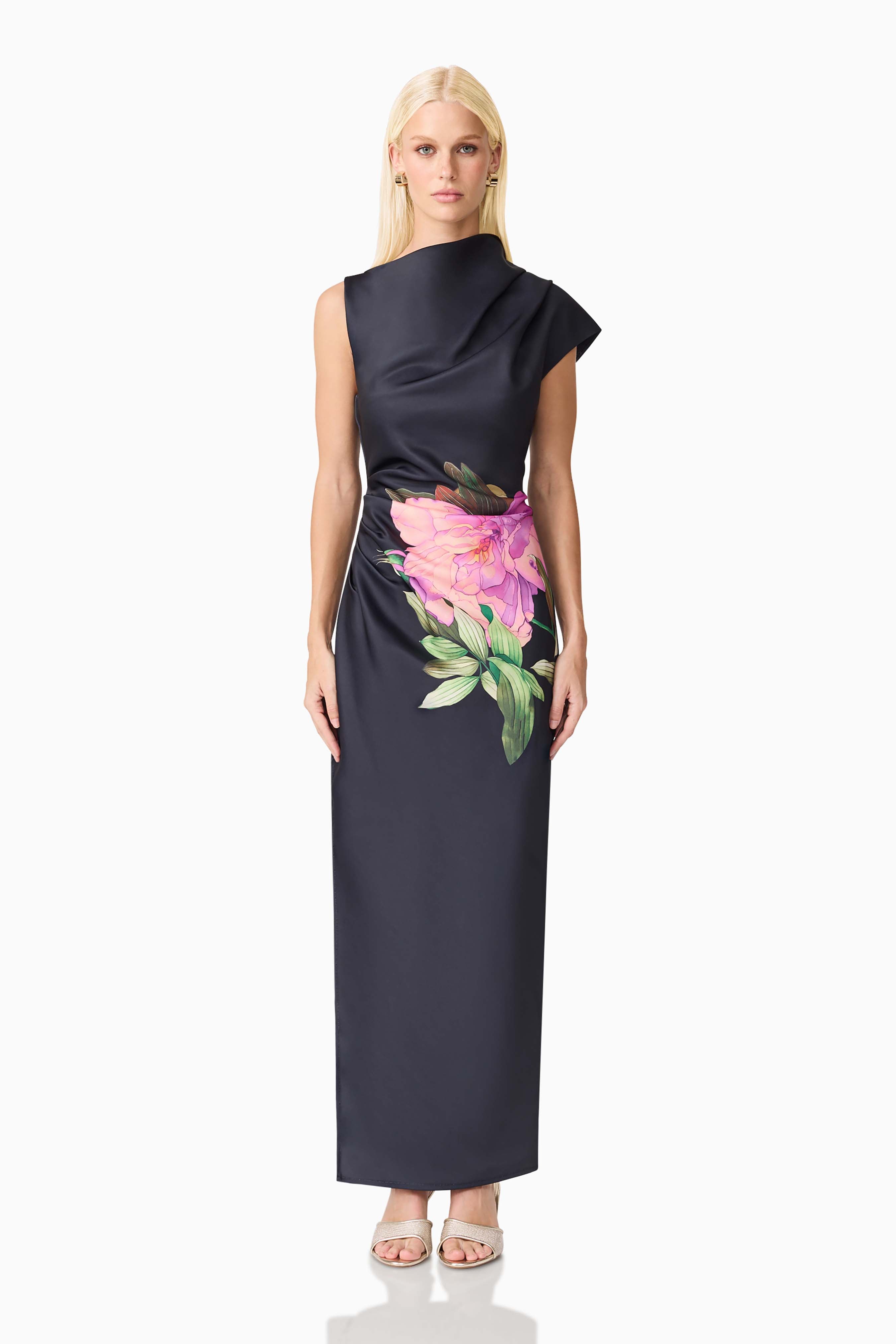 Azelie Asymmetrical Gown in Black