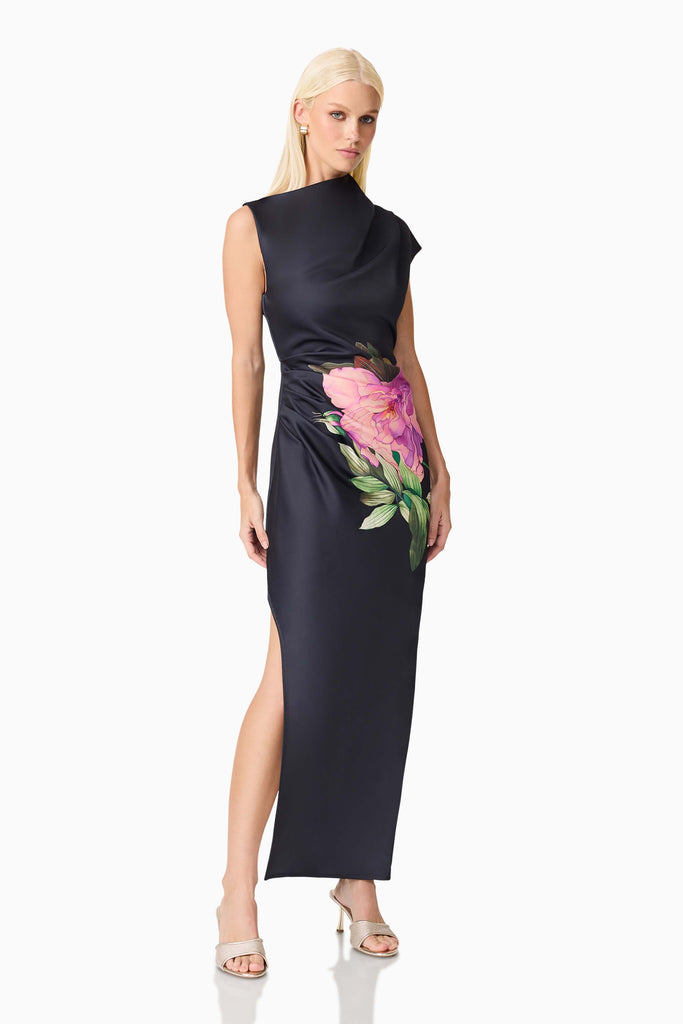 Azelie Asymmetrical Gown in Black