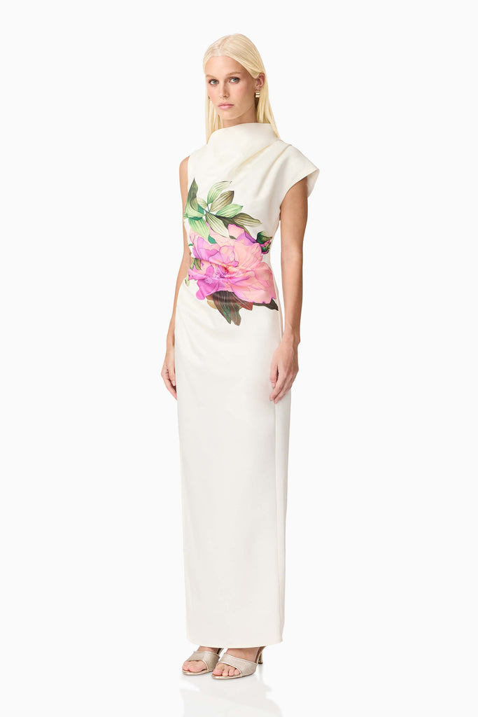 Azelie Asymmetrical Gown in White