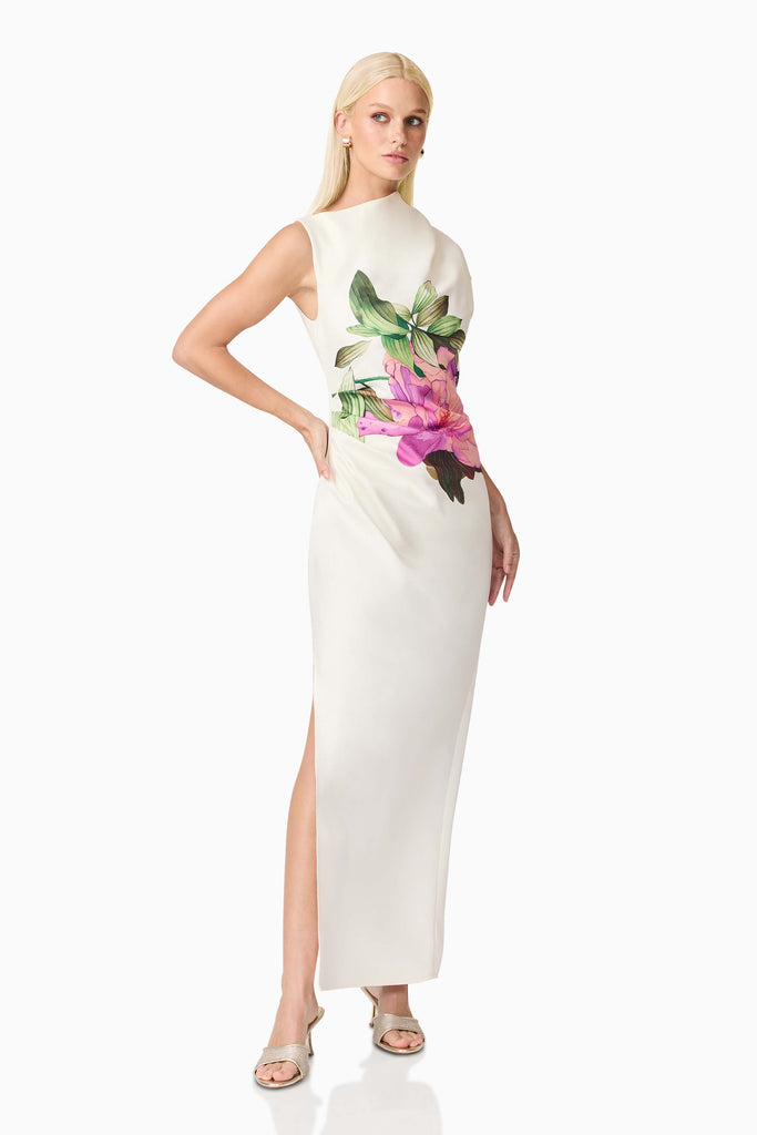 Azelie Asymmetrical Gown in White