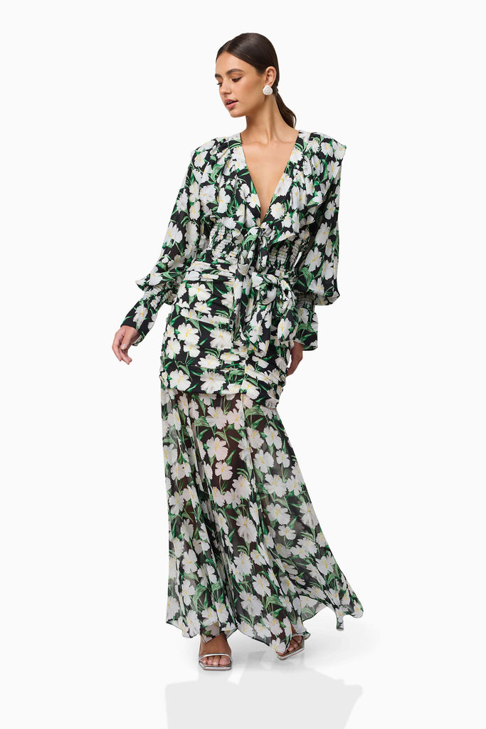 Rosey Long Sleeve Set in Black Floral