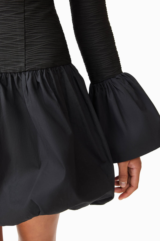 Theodora Long Sleeve Mini Dress in Black