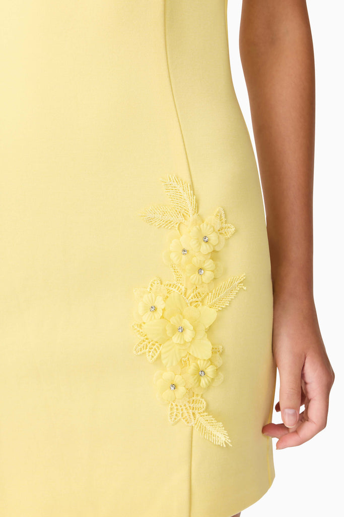 Evee High Neck Mini Dress in Yellow