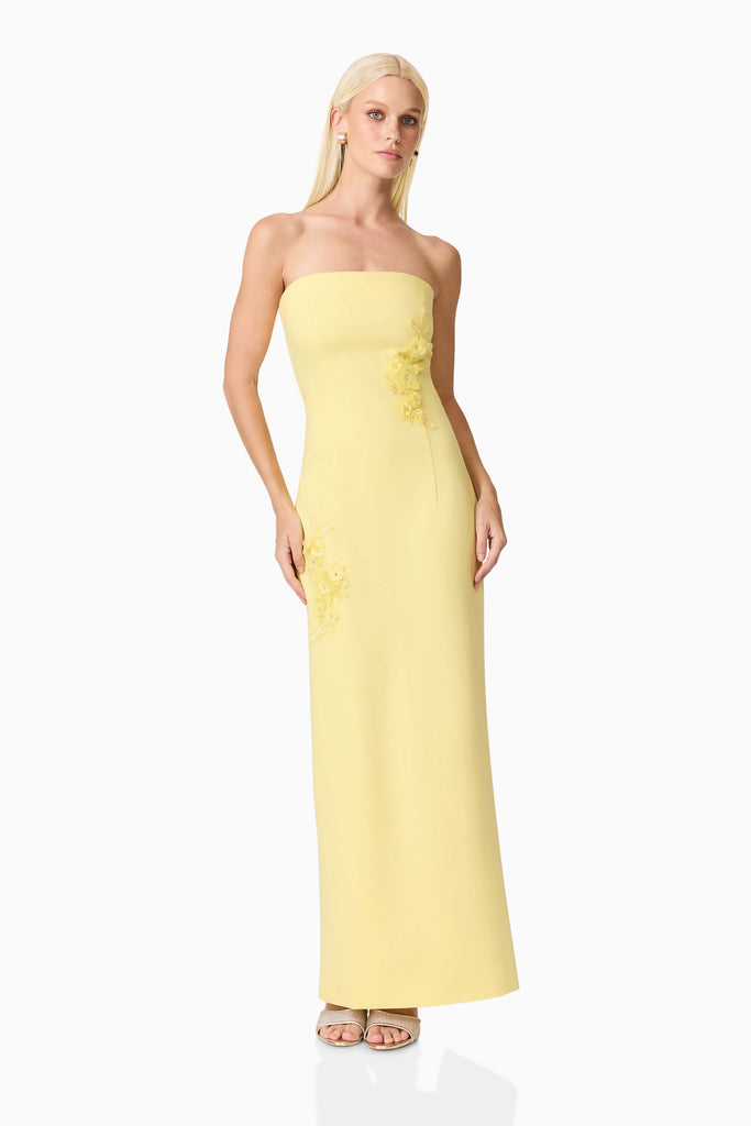 Evee Strapless Maxi Dress in Yellow