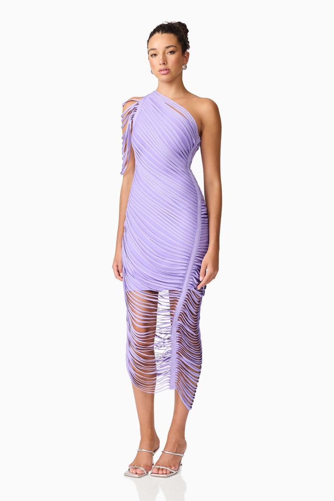 Alya Asymmetrical Midi Dress in Purple