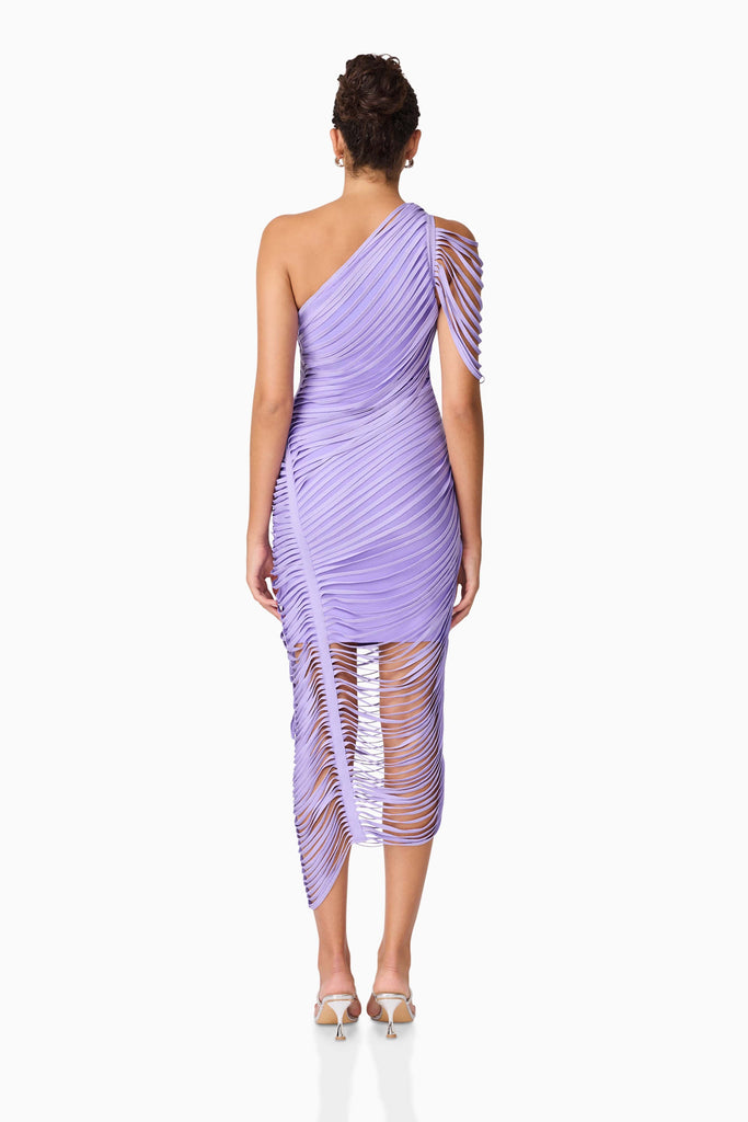 Alya Asymmetrical Midi Dress in Purple