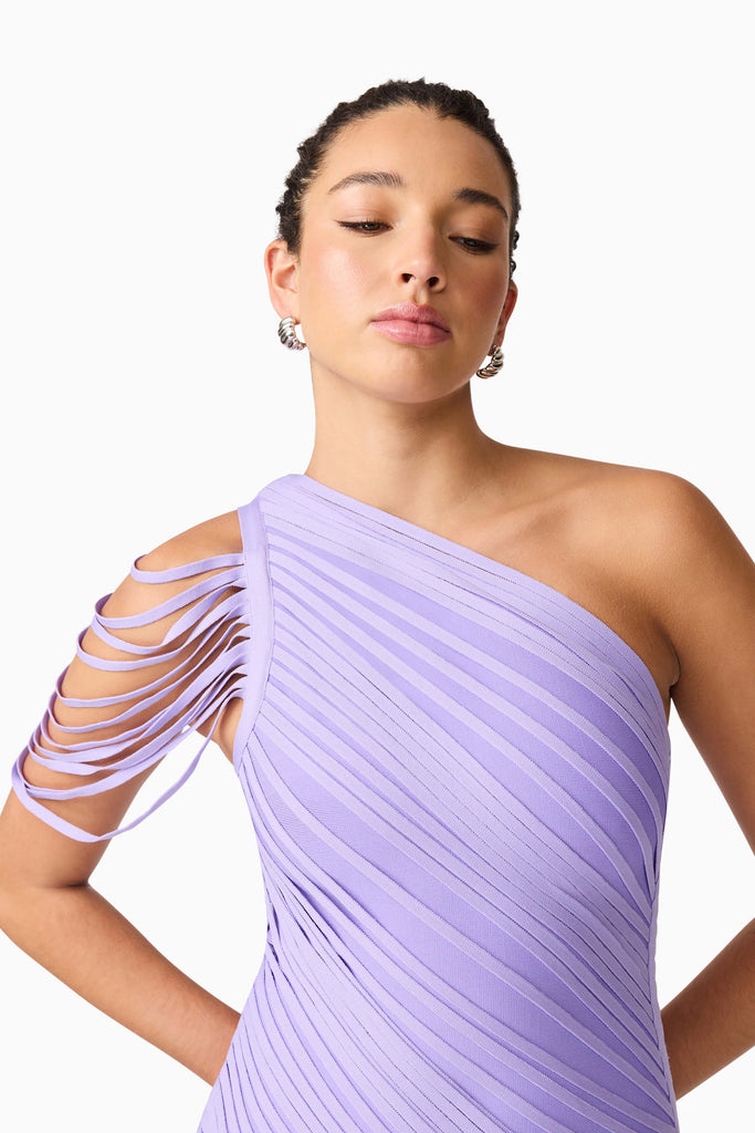 Alya Asymmetrical Midi Dress in Purple