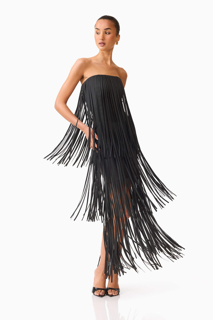 Alya Tiered Maxi Dress in Black