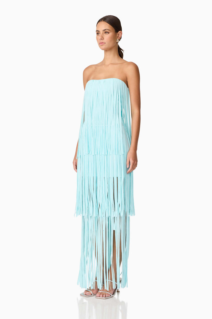 Alya Tiered Maxi Dress in Blue