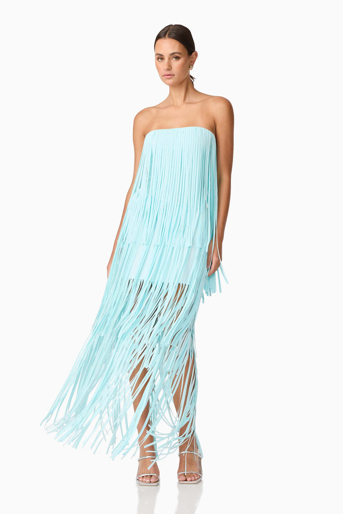 Alya Tiered Maxi Dress in Blue