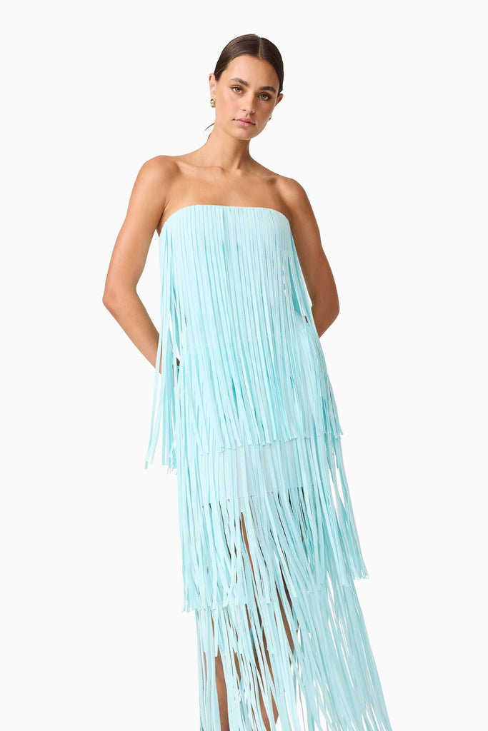 Alya Tiered Maxi Dress in Blue