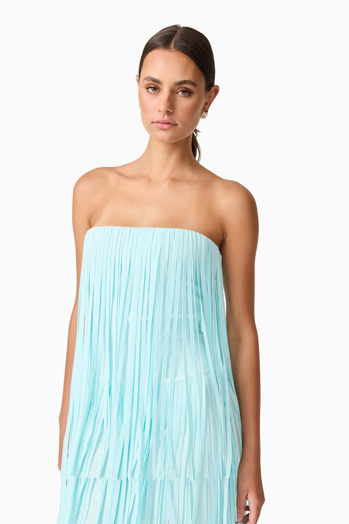 Alya Tiered Maxi Dress in Blue