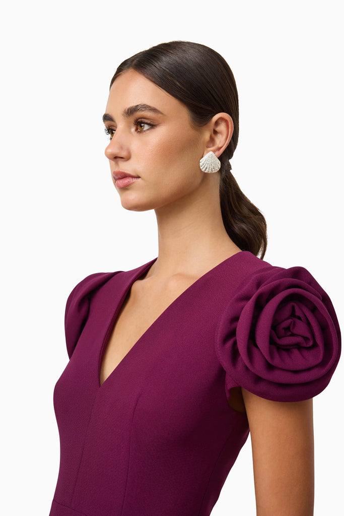 Theresa V-Neck Mini Dress in Burgundy