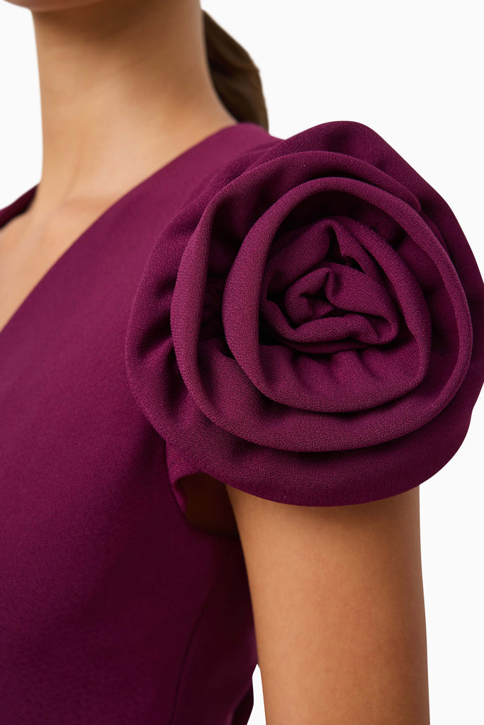 Theresa V-Neck Mini Dress in Burgundy