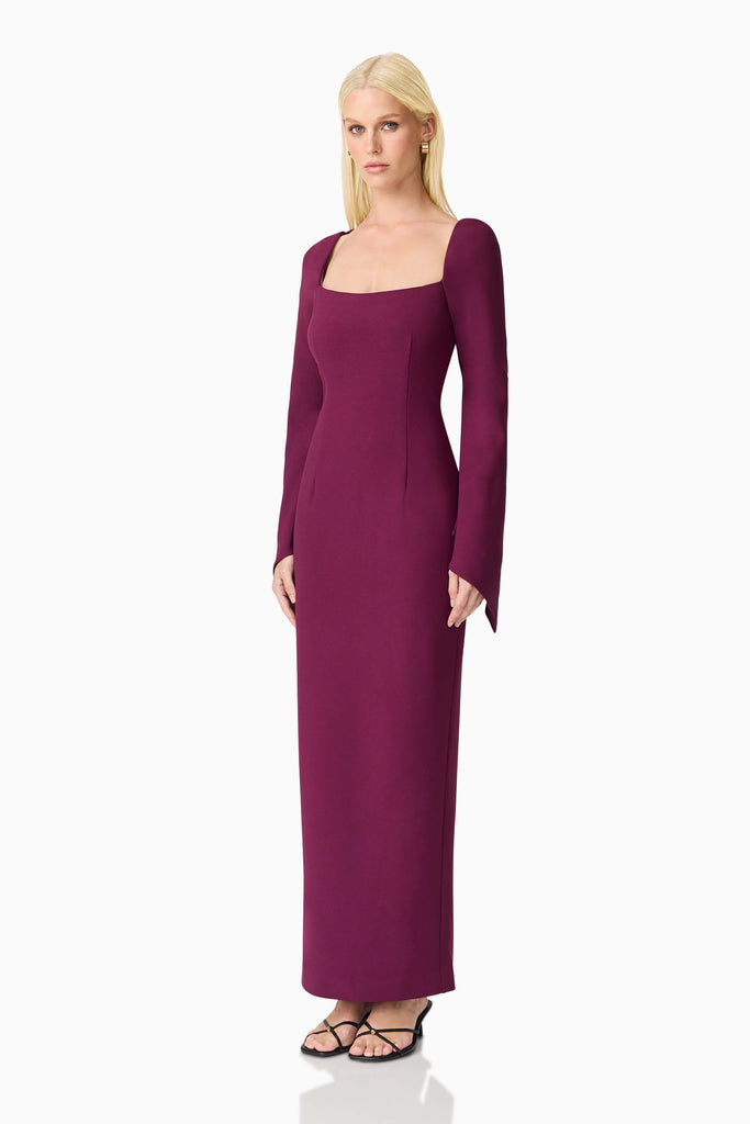 Theresa Long Sleeve Gown in Burgundy