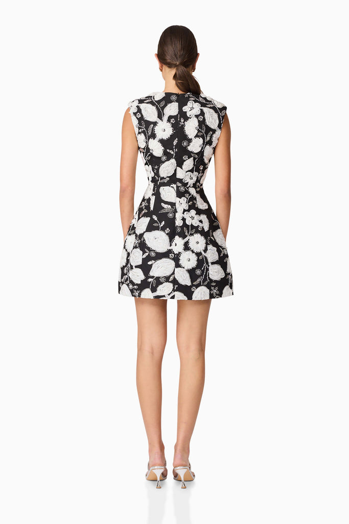 Carol Tulip Mini Dress in Black & White