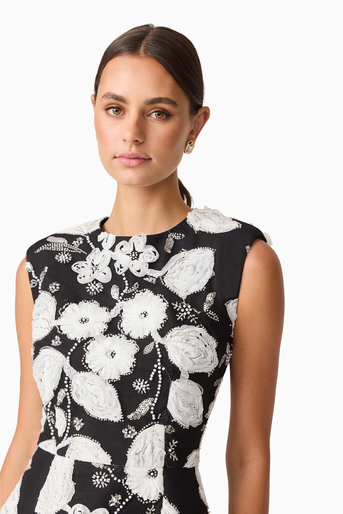 Carol Tulip Mini Dress in Black & White