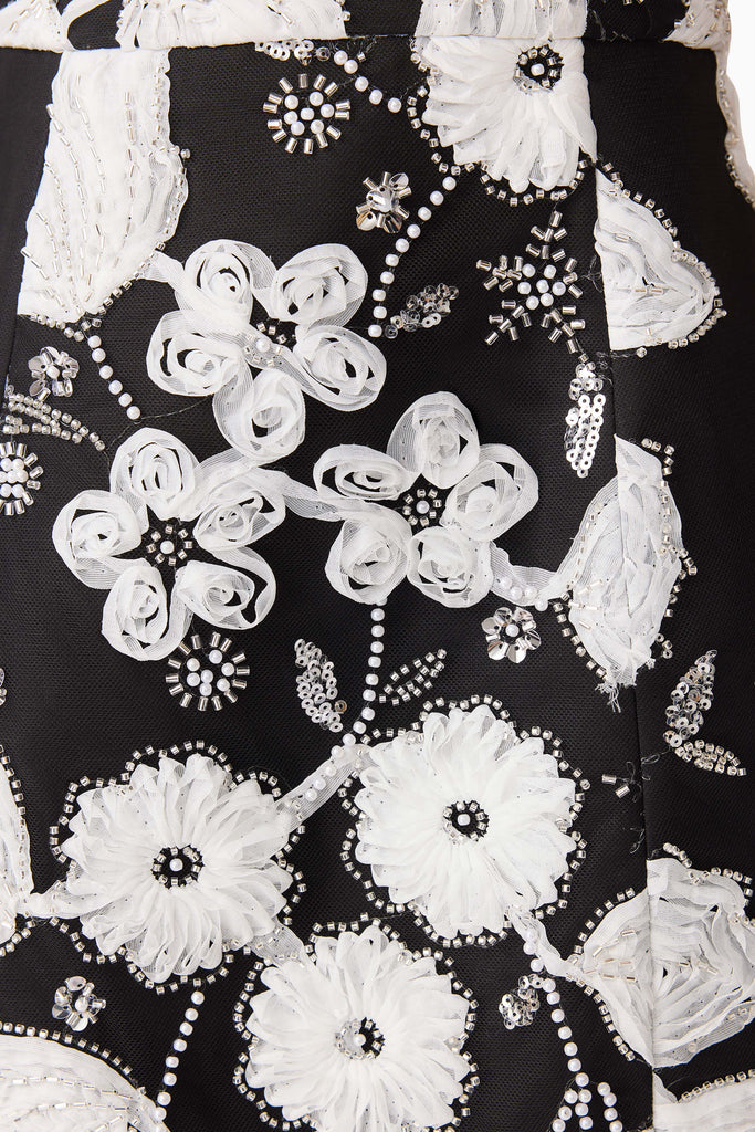 Carol Tulip Mini Dress in Black & White