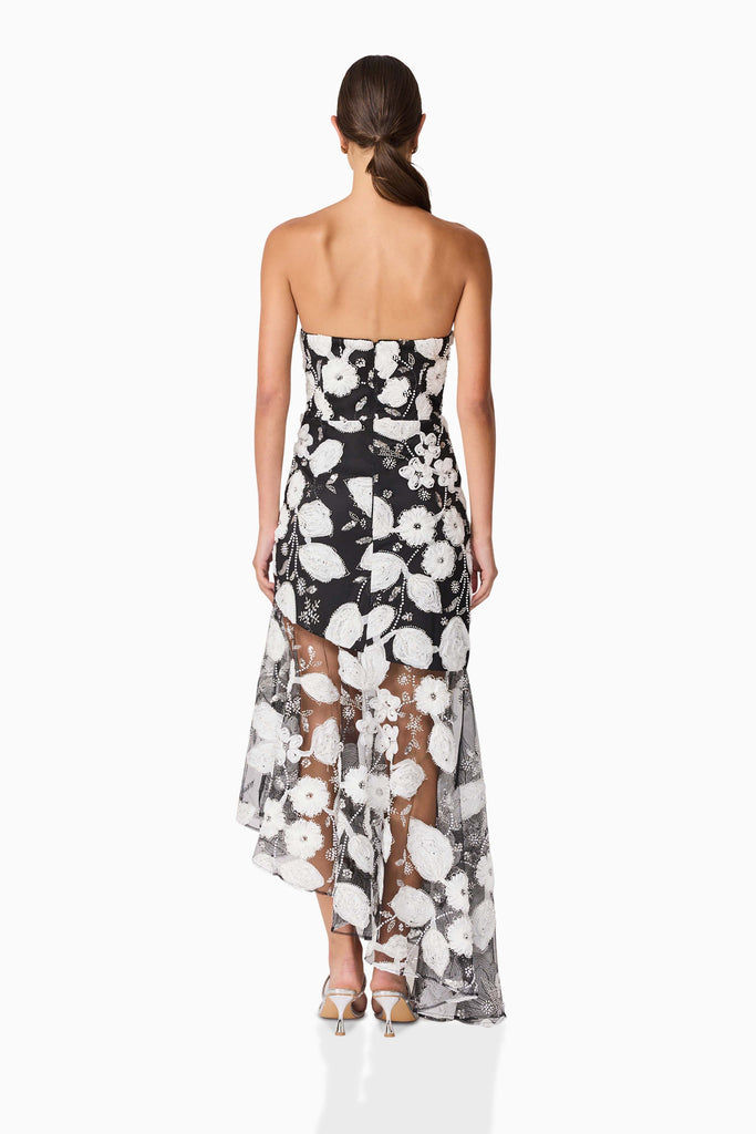 Carol Strapless Gown in Black & White