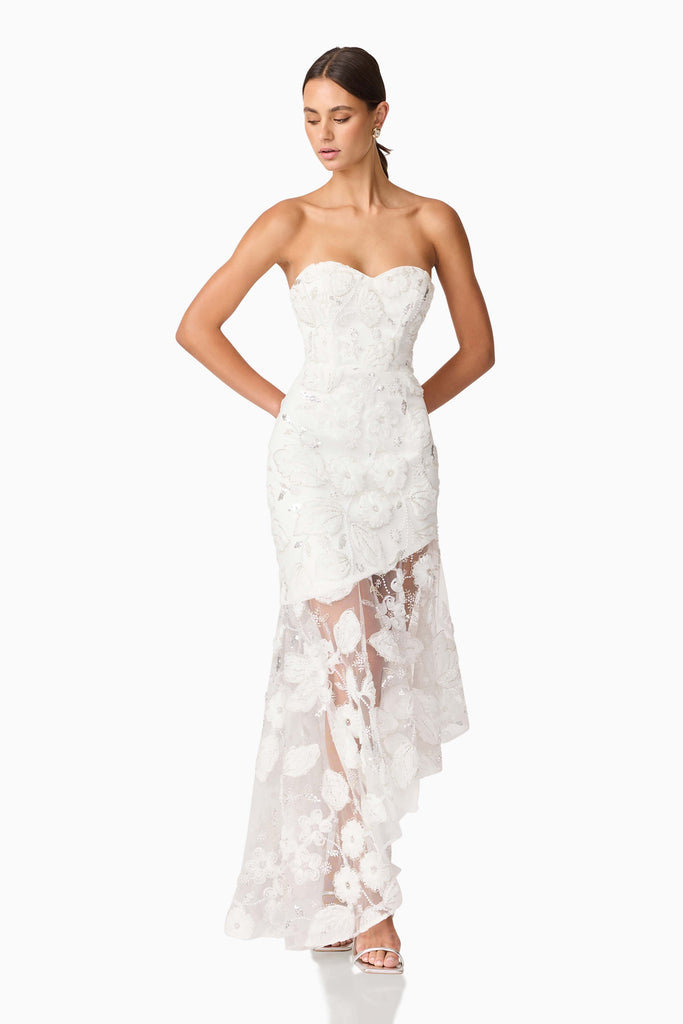 Carol Strapless Gown in White