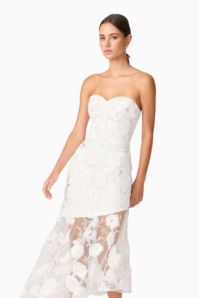 Carol Strapless Gown in White