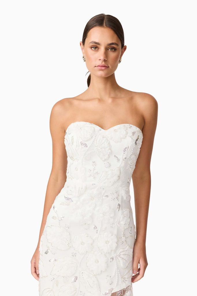 Carol Strapless Gown in White