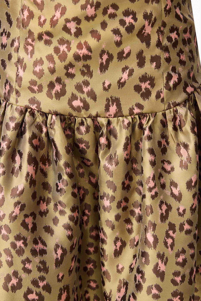 Elara Drop Waist Midi Dress in Leopard Print